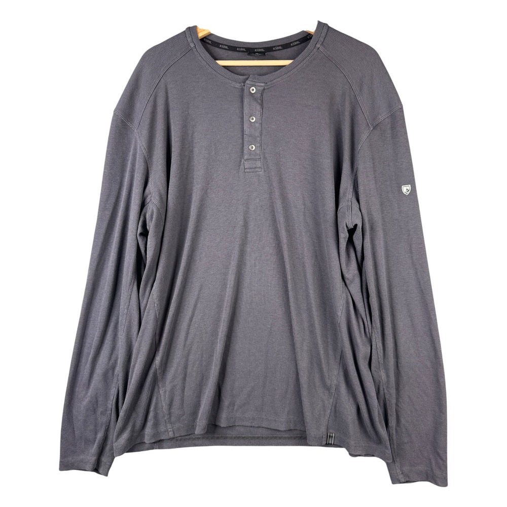 KUHL Kaskade Henley Shirt Mens XXL Carbon Gray Ribbed Long Sleeve Performance